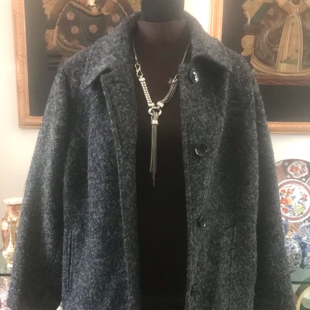 London Fog Grey Wool Blend Coat 3X